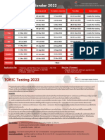 TOEIC Testing Calendar 2022