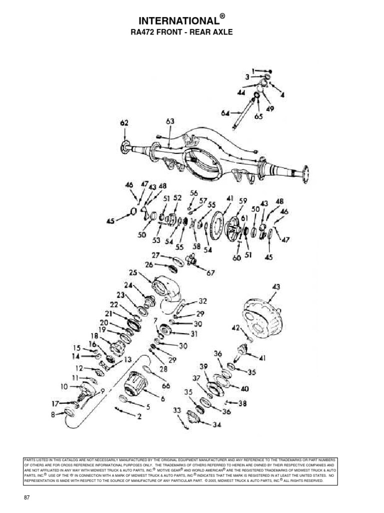 International RA472 Front Rear Axle Parts Manual | PDF | Axle | Gear