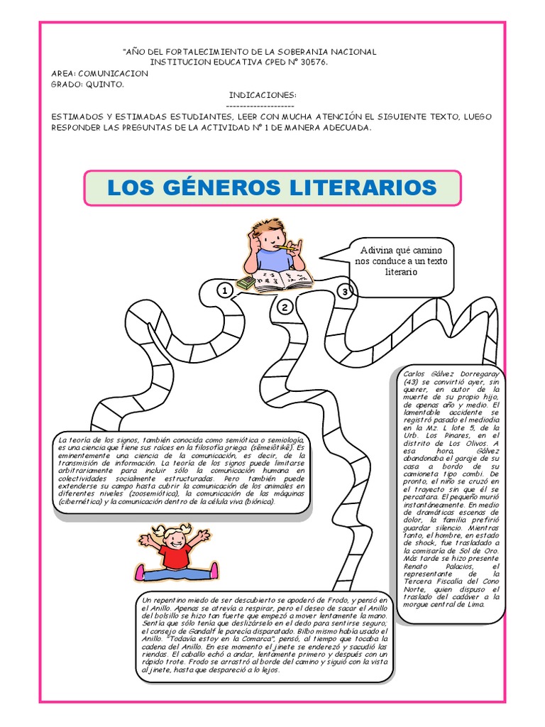 Los Géneros Literarios 5to | PDF