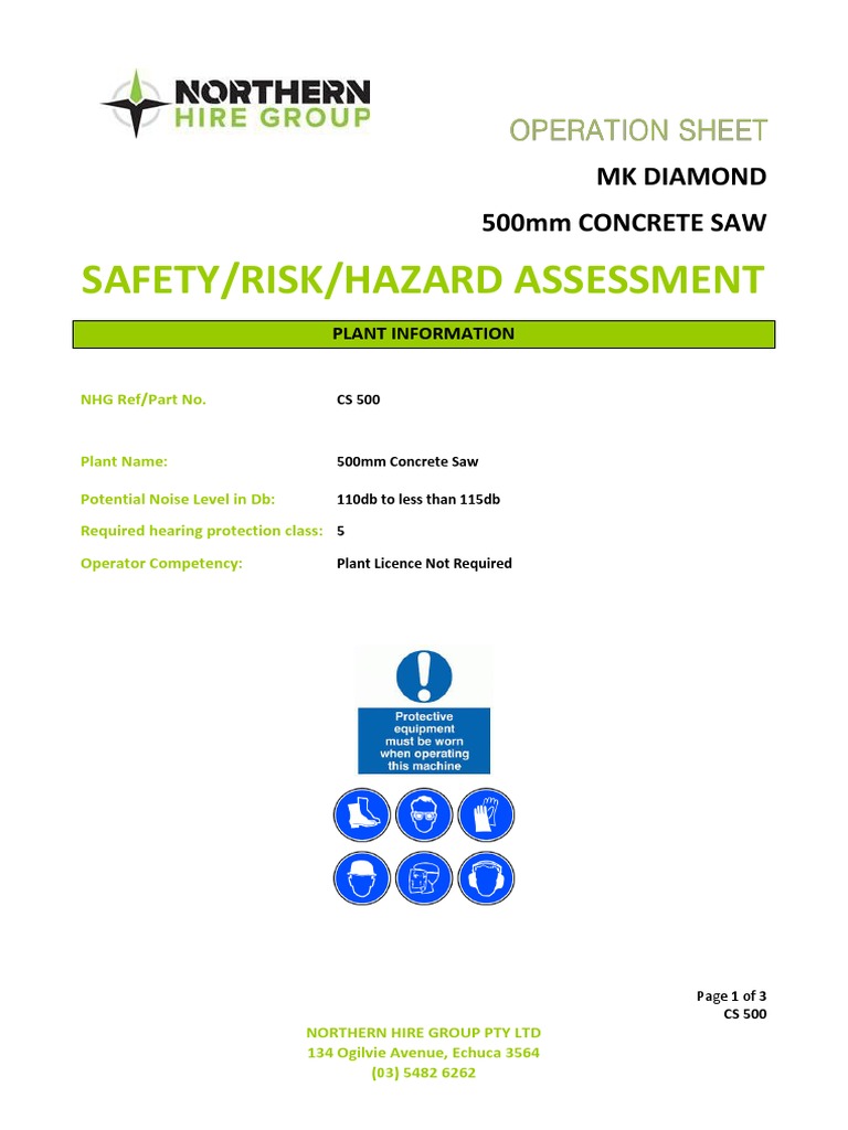 Concrete Saw Safety & Risk Guide | PDF | Throttle | Risk