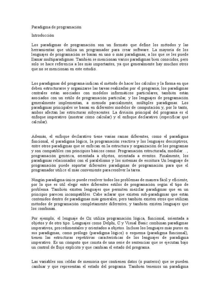 ENSAYO Paradigma de Programación | Descargar gratis PDF | Lenguaje de ...