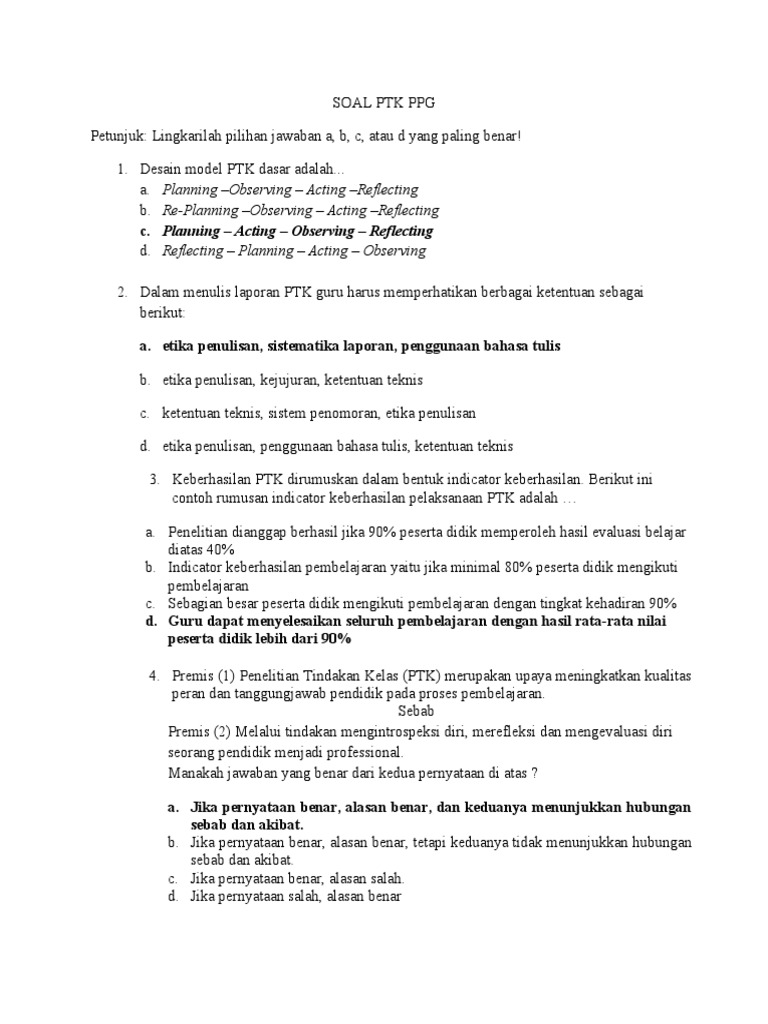 Soal dan Kunci Jawaban PTK PPG | PDF | Karier & Perkembangan | Seni