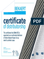 Bridon Distributor Certificate Liftek