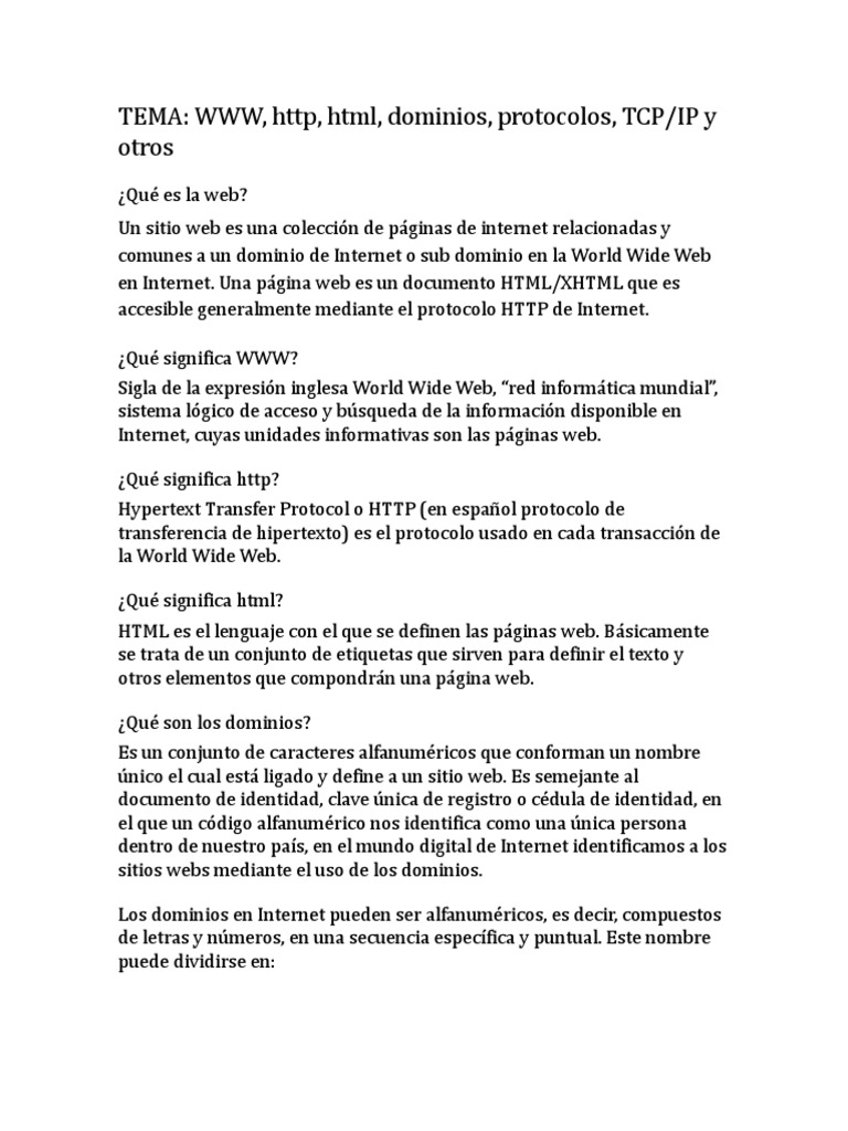 Conceptos Clave de la Web y Protocolos | PDF | Red mundial | Internet y web