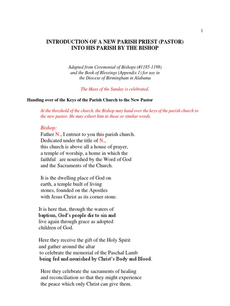New Pastor Installation Ceremony Guide | PDF | Catholic Church | Bishop