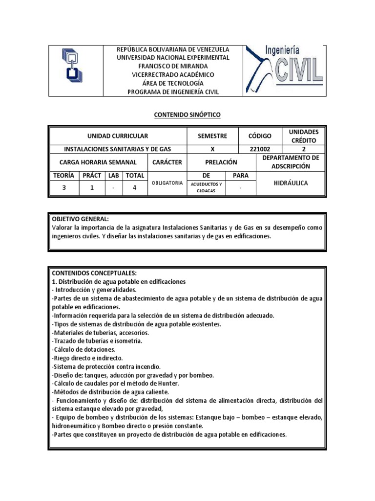 Instalaciones Sanitarias y de Gas | PDF | Agua | Agua potable