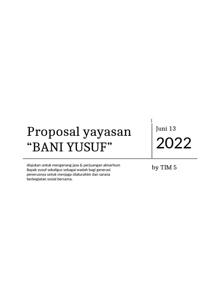 Contoh Proposal Mendirikan Yayasan | PDF