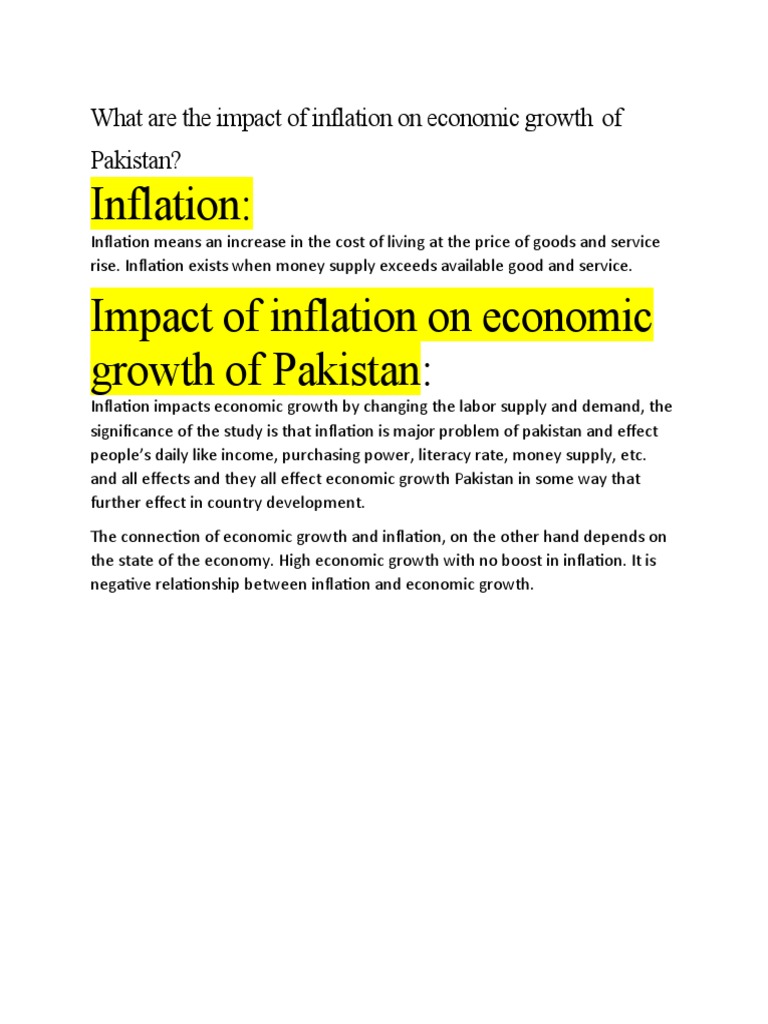 What Are The Impact of Inflation On Economic Growth of Pakistan | PDF