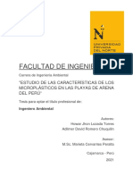 Facultad de Ingeniería: "Estudio de Las Características de Los Microplásticos en Las Playas de Arena Del Perú "