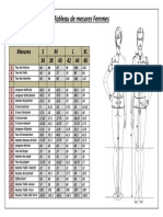 Tableau de Mesures Femme Pret A Porter