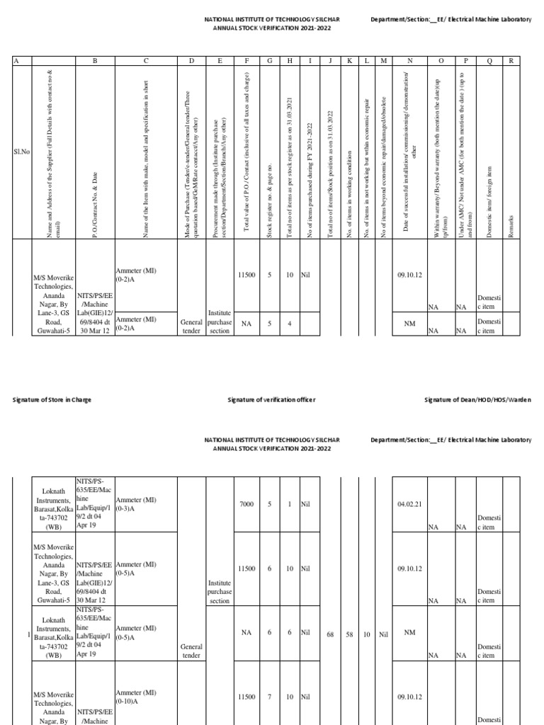 Stock Verification New Format 23-08-2022 | PDF | Electric Motor ...