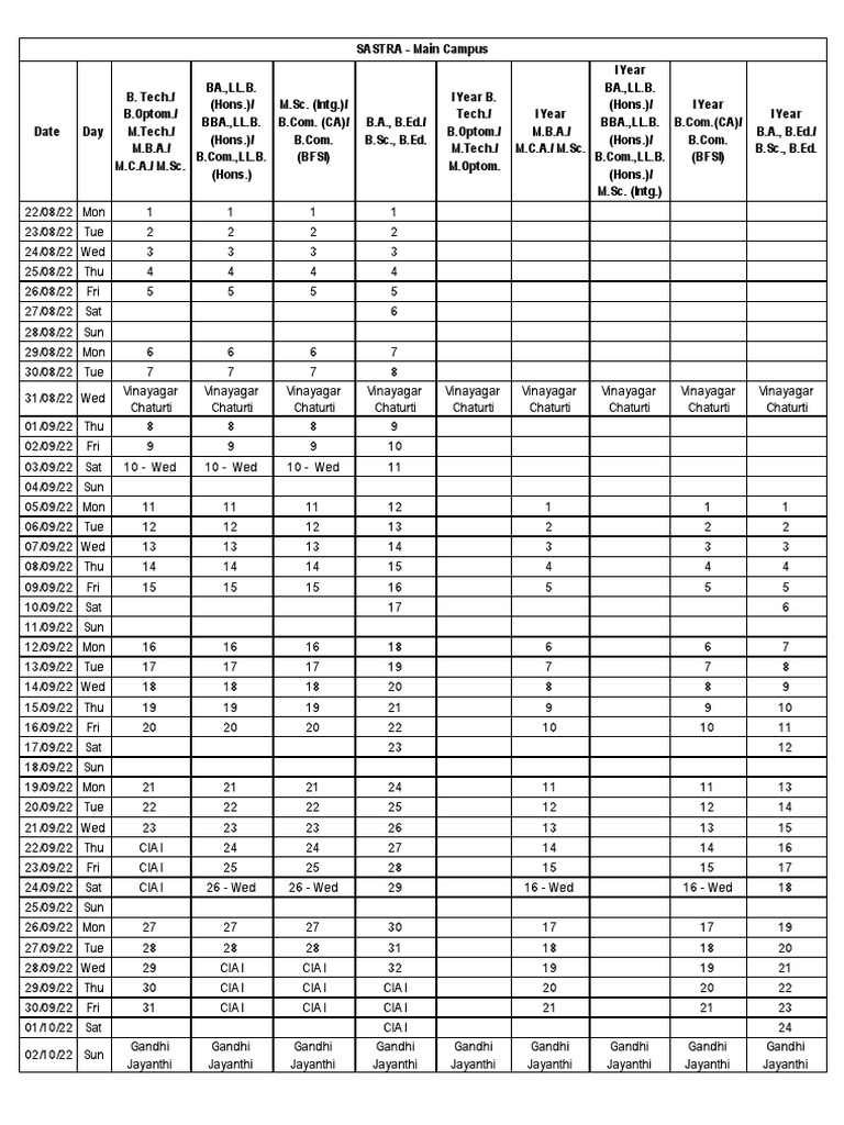 MCCalander 202223 U1 Download Free PDF Master's Degree
