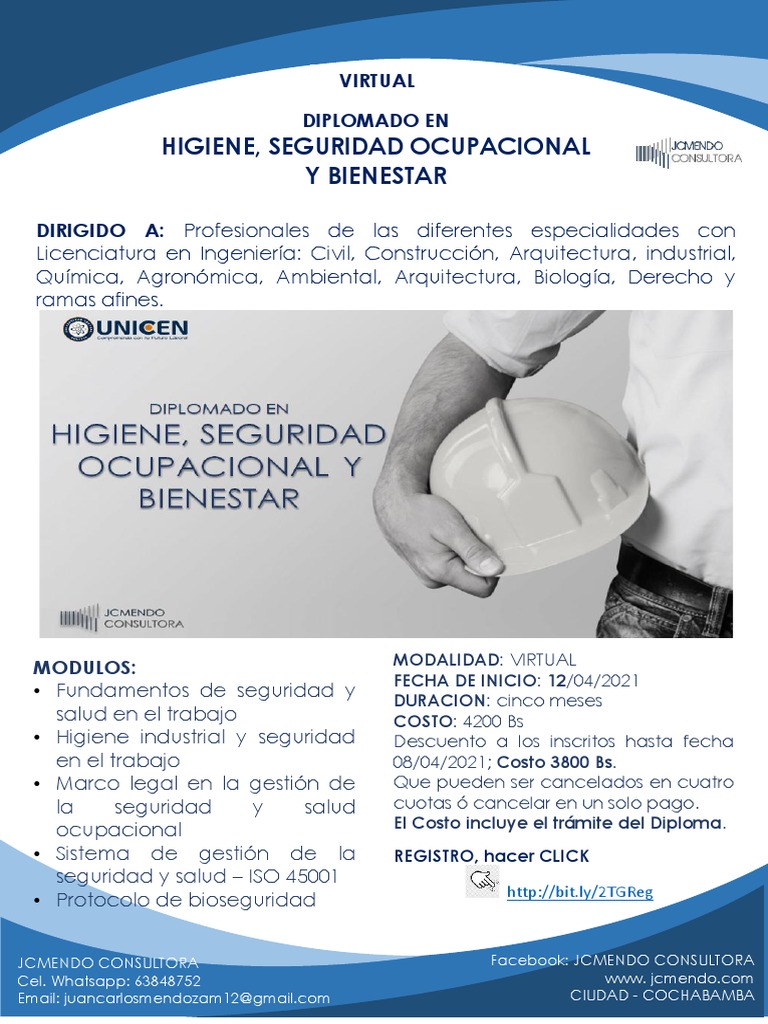 Higiene, Seguridad Ocupacional Y Bienestar: Diplomado en Virtual | PDF ...