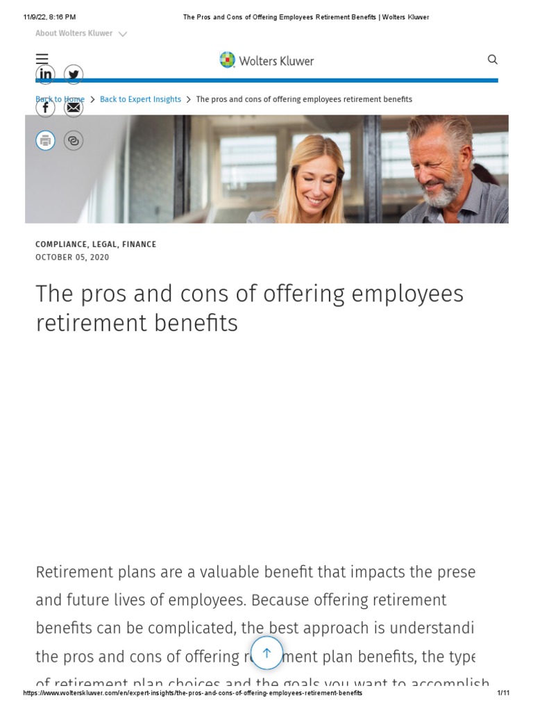 The Pros and Cons of Offering Employees Retirement Benefits Wolters