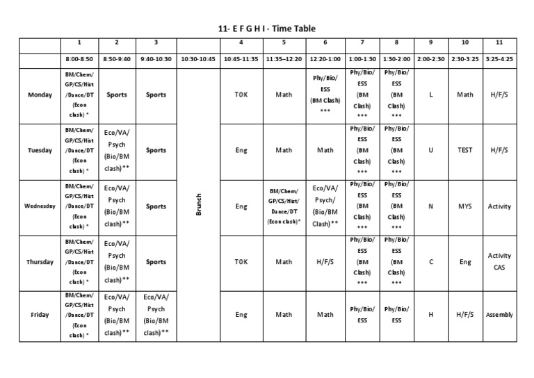 Time Table | PDF