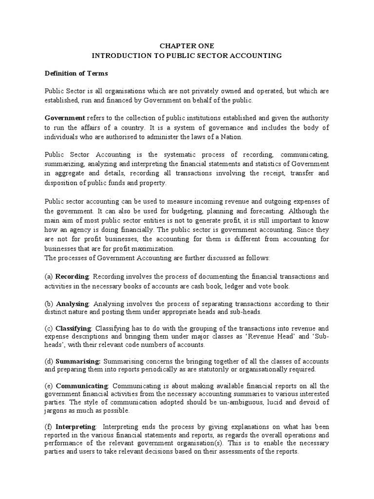 Public Sector Accounting Chapter 1 PDF Privatization Accounting