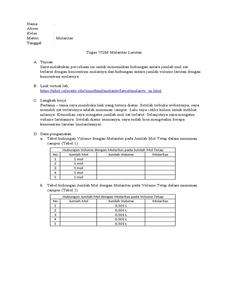 LK Molaritas | PDF