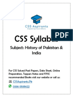 History of Pakistan India CSS Syllabus