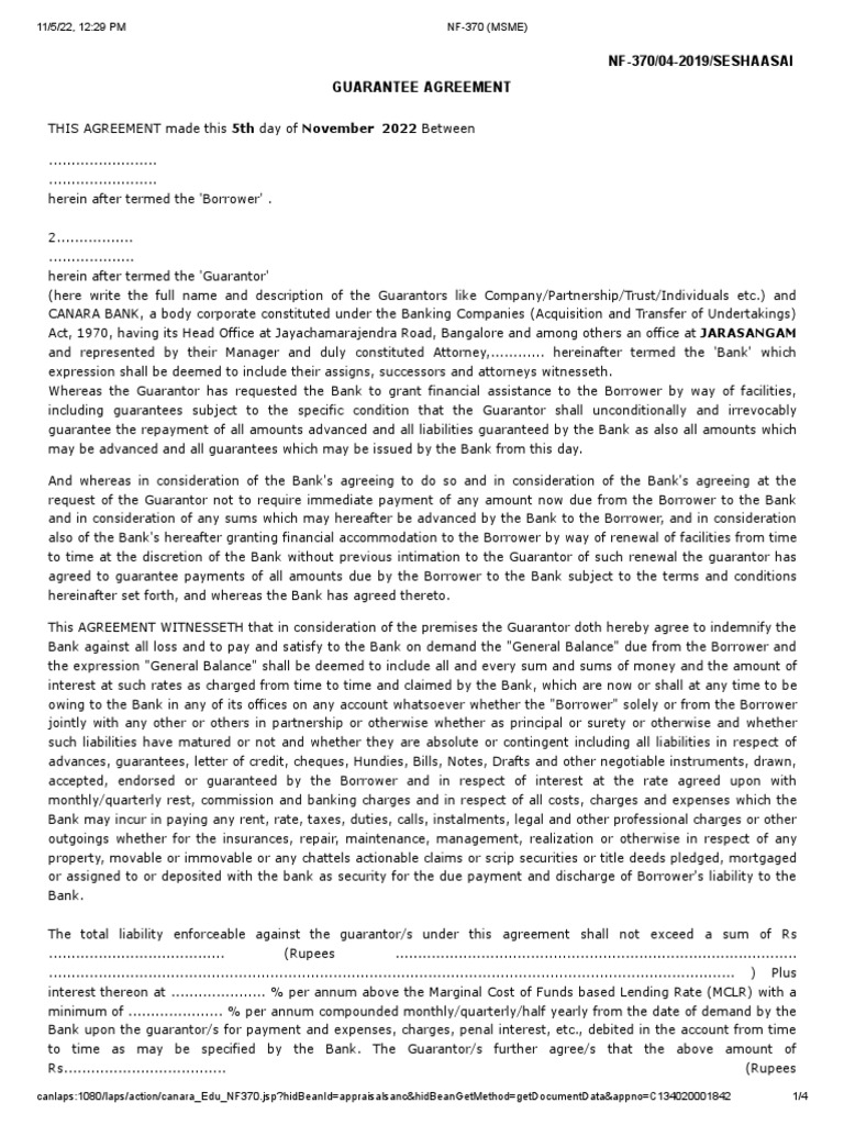 NF370 P Srinu Garuantor PDF Guarantee Business Law