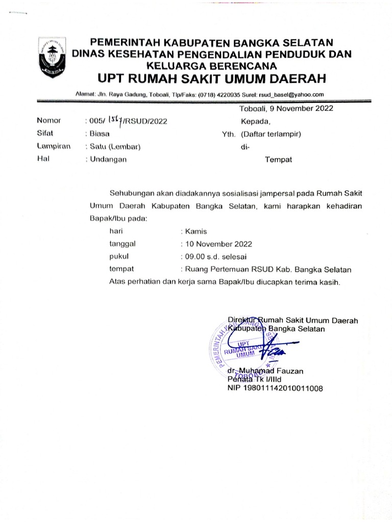 Undangan Rapat Sosialisasi Jampersal | PDF