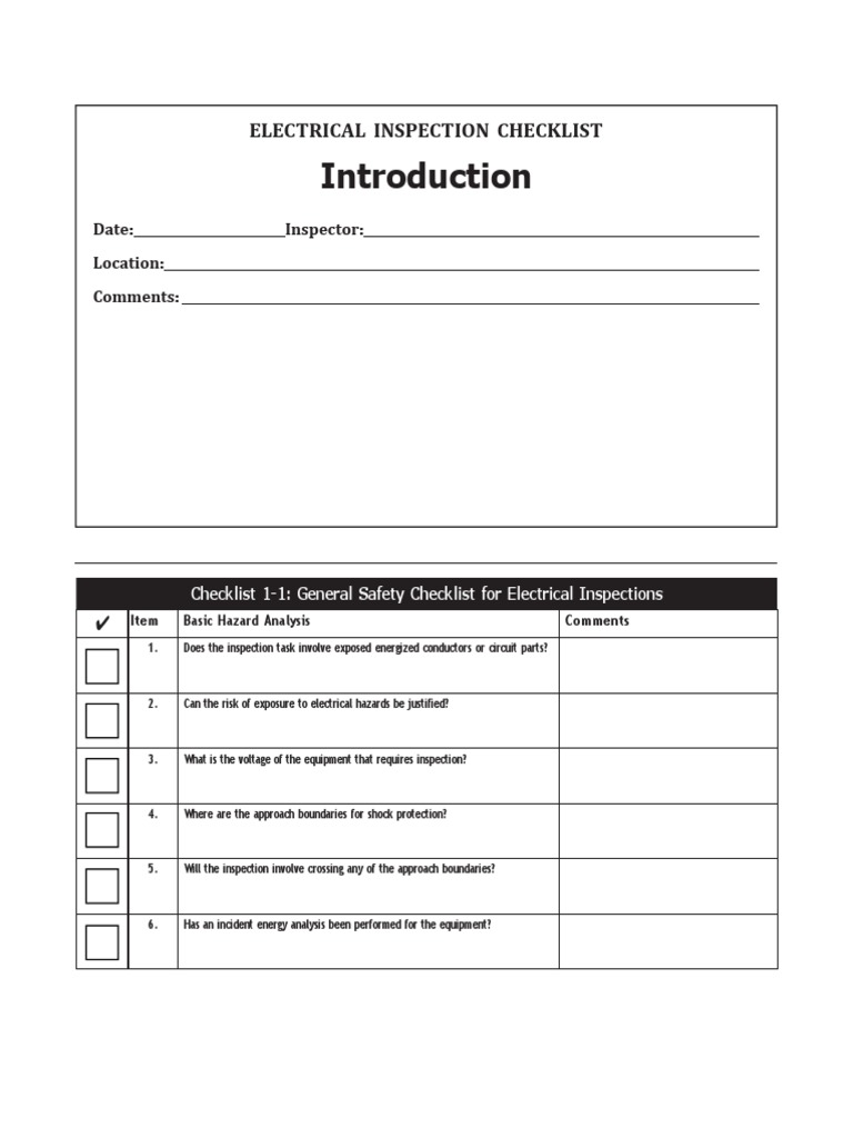 Electrical Inspection Checklists | PDF | Electrical Wiring | Wire
