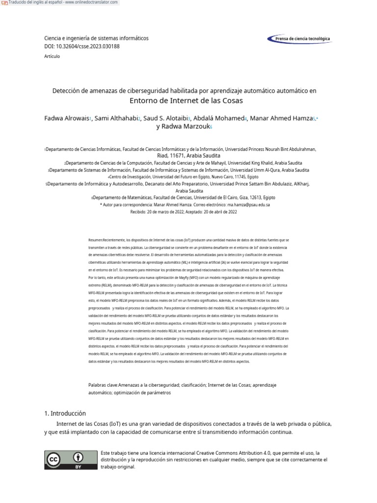 Articulo01 Detección De Amenazas De Ciberseguridad Pdf Internet