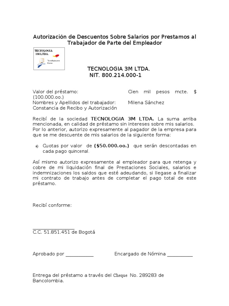 Carta De Autorizacion De Prestamos - bro.creditos