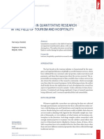 Recent Trends in Quantitative Research in The Field of Tourism and Hospitality