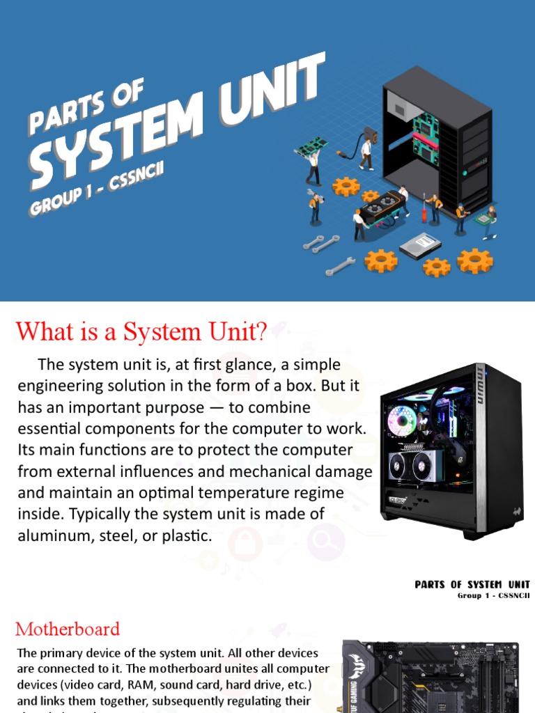 Parts of Computer System Group 1 Cssncii PDF Graphics Processing