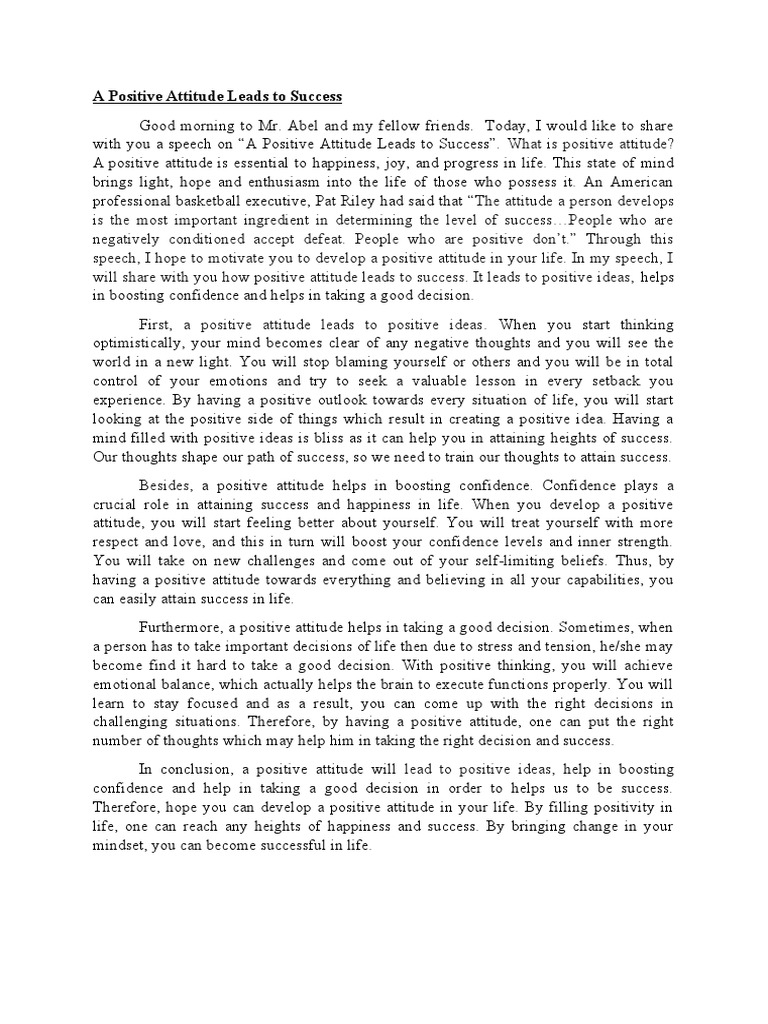 a-positive-atitude-lead-to-success-pdf-attitude-psychology-thought