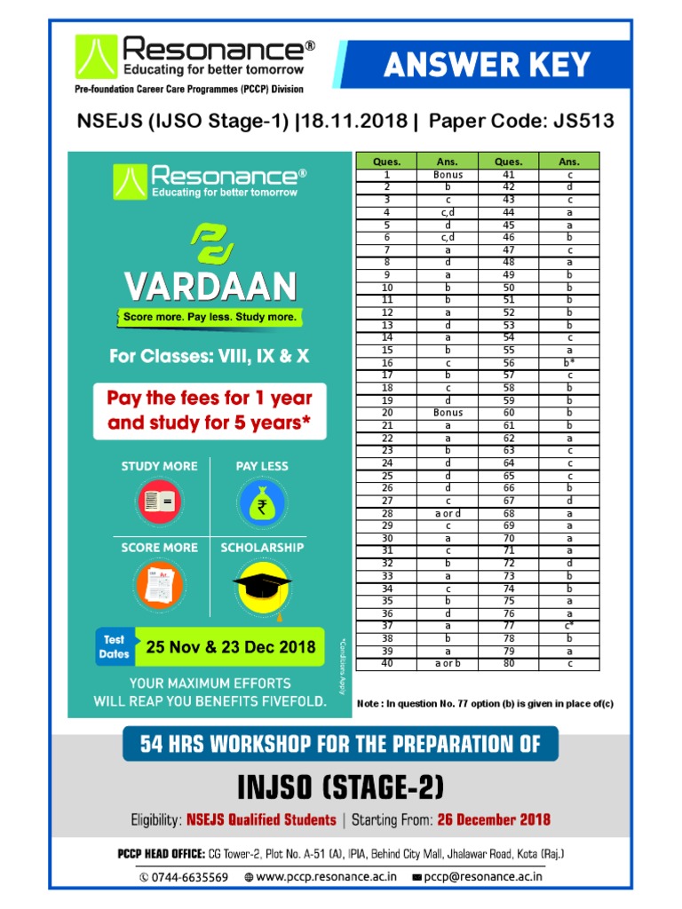 Nsejs ijso stage 1 18 11 2018 paper code js513 ques ans ques