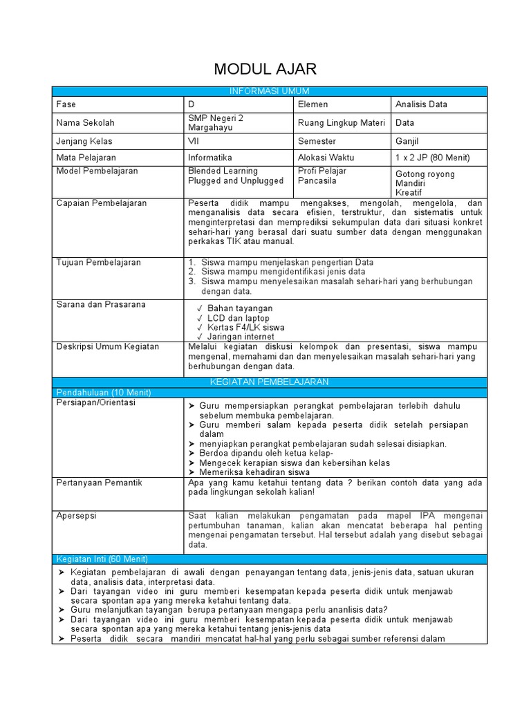 Modul Ajar Informatika Kelas 7 | PDF