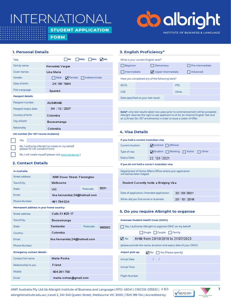 International Student Application Form | PDF | Internet