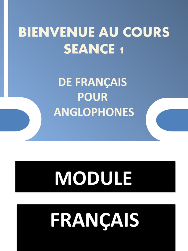 Séance 1 : Cours de Français Anglophones | PDF | Pédagogie | Pronom