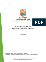 Informe de La Segunda Rendición de Cuentas 2022 de Hacienda de Santiago de Cali