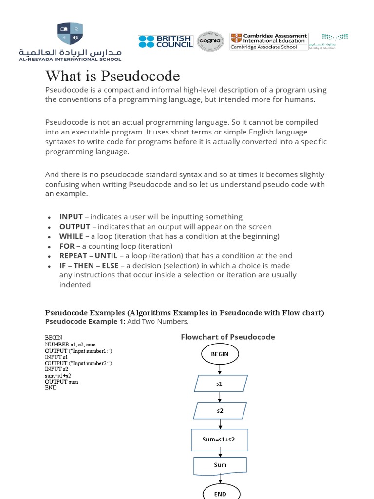 Pseudocode With Flowchart Examples | PDF