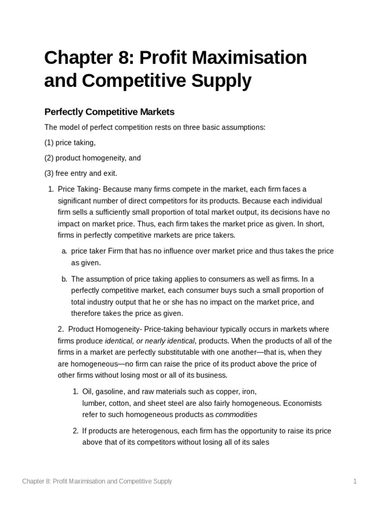 Profit Maximization in Competitive Markets | PDF | Supply (Economics ...