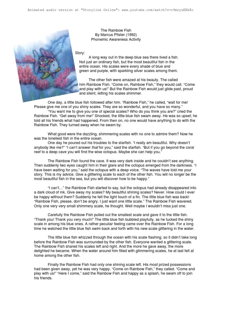 The Rainbow Fish: A Story of Sharing | PDF