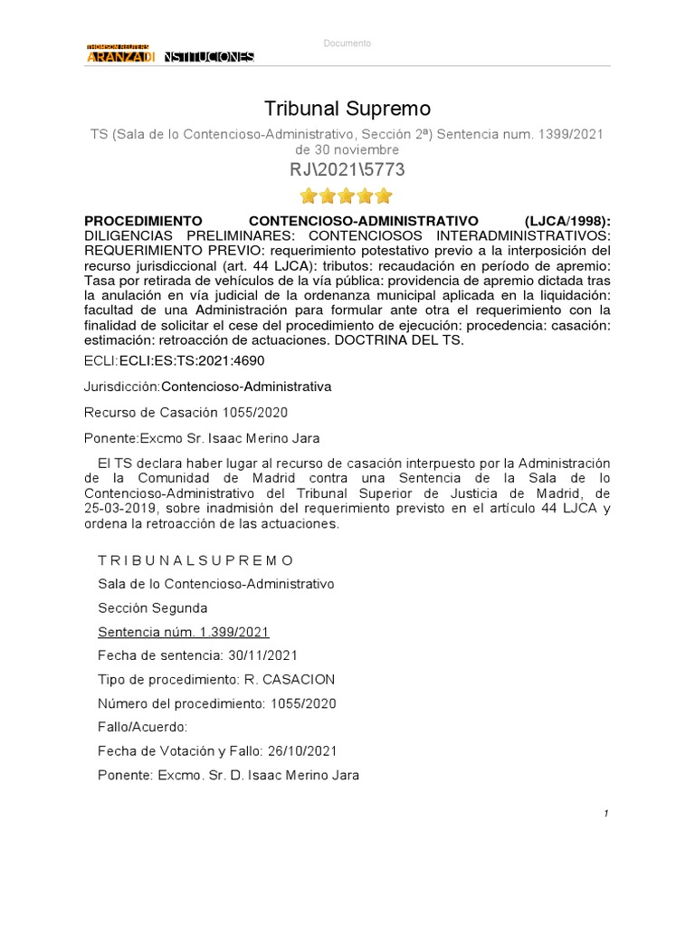 Jur - TS (Sala de Lo Contencioso-Administrativo, Seccion 2a) Sentencia
