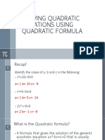 Solving Quadratic Equations Using Quadratic Formula