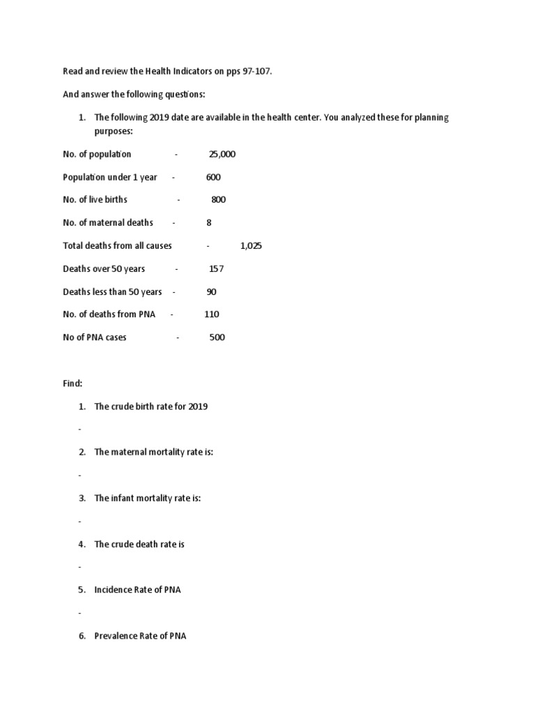 Health Indicators Analysis and Metrics | PDF