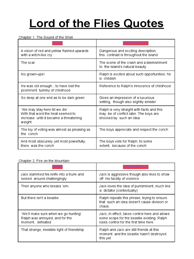 Key Quotes from Lord of the Flies | PDF, image size:768x1024
