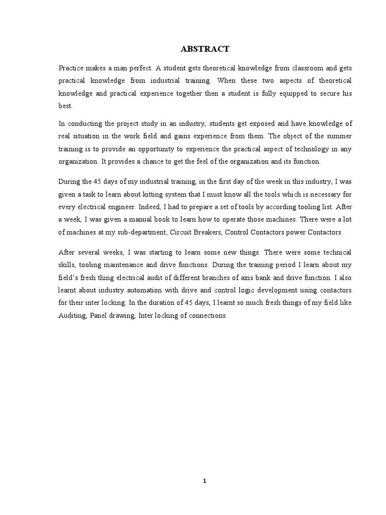 Report On LT Panel - Summer Internship Report | PDF | Fuse (Electrical ...