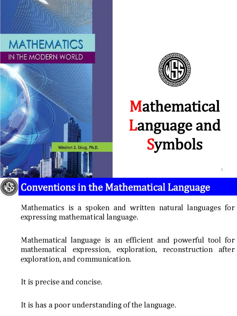 2022..1st Sem... MMW Chap 2 Mathematical Language and Symbols 1 | PDF ...