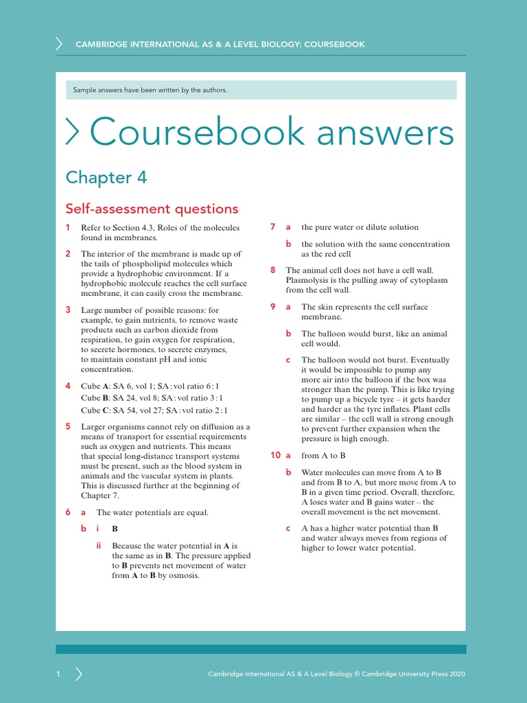 Self Assessment Answers 4 Asal Biology CB | PDF