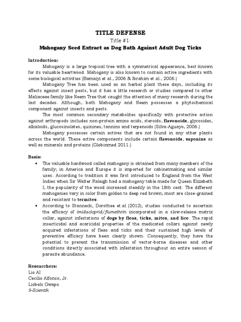 Title Defense Format Sample PDF Pest Wood