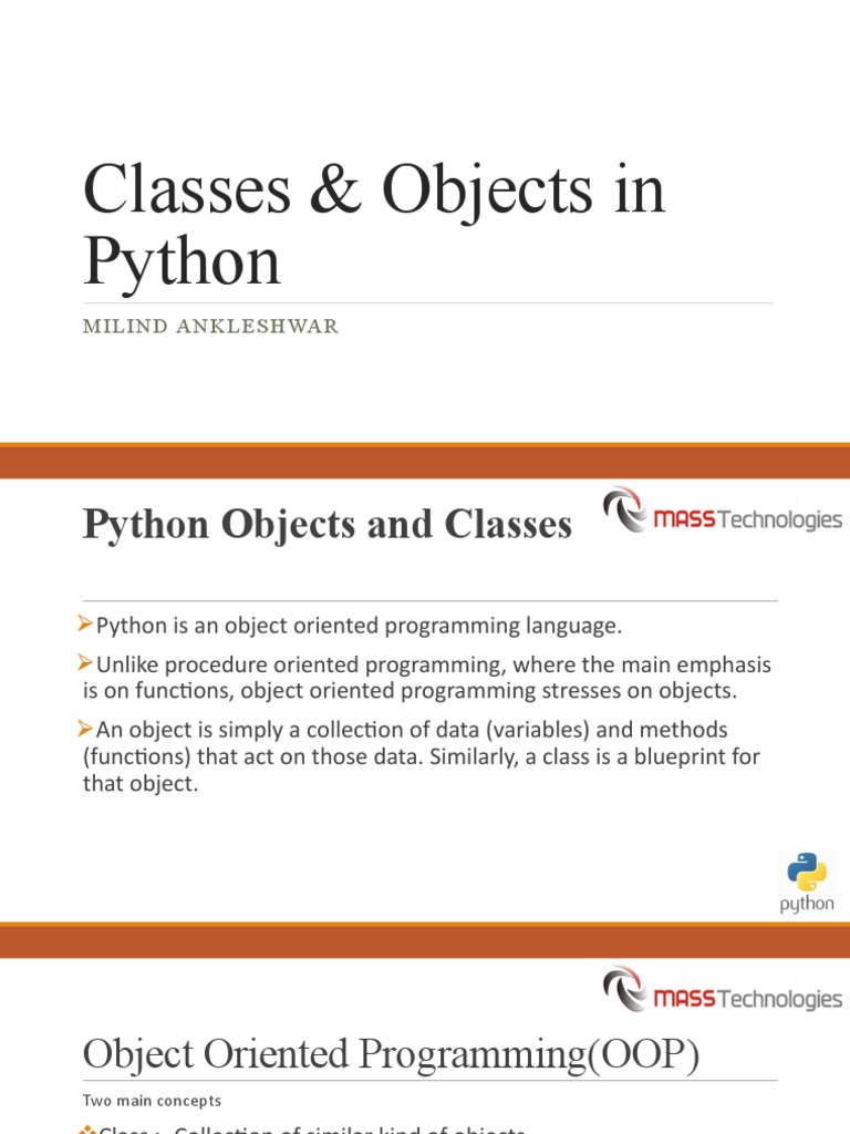Classes - Objects in Python | PDF | Object Oriented Programming | Scope ...