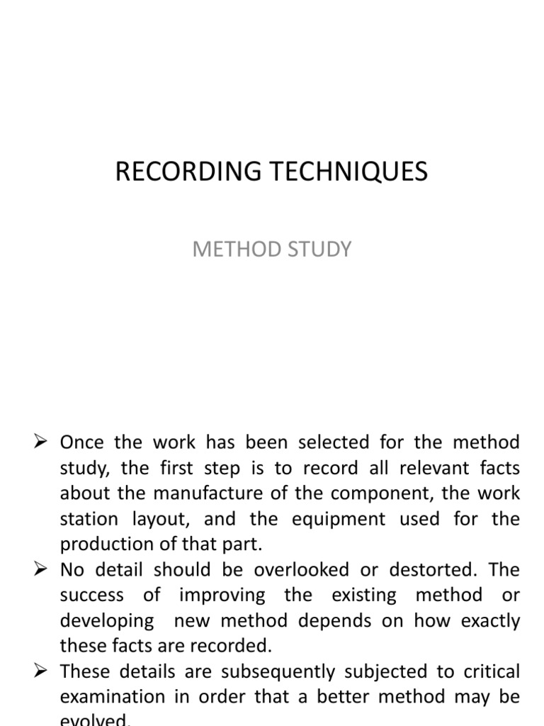 Recording Techniques for Method Study | PDF