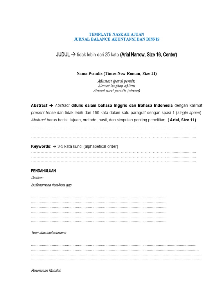 Template Naskah Jurnal Balance | PDF