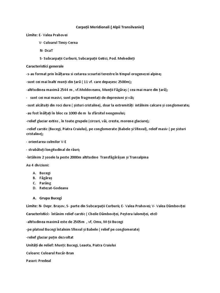 Carpatii Meridionali | PDF